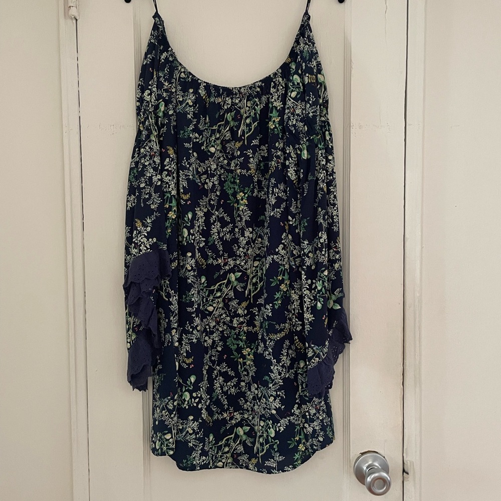 Floral Navy Off Shoulder Dress